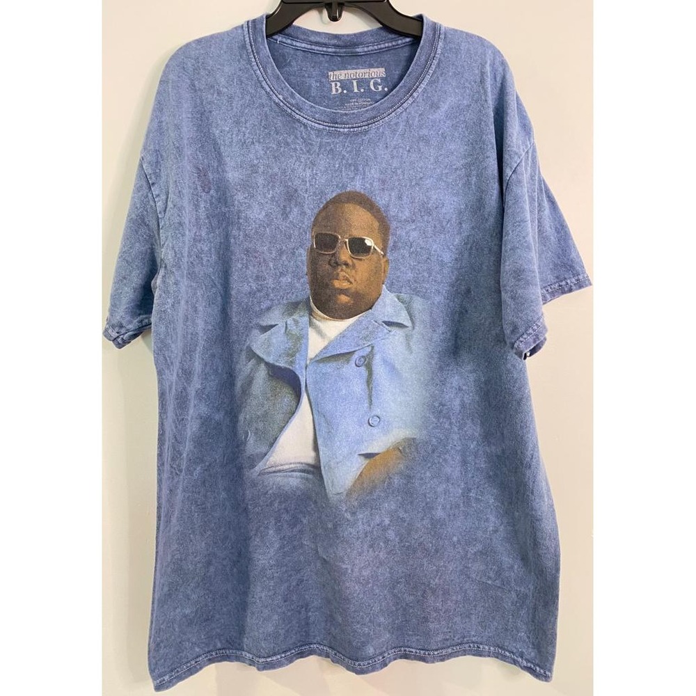 The Notorious BIG T Shirt Mens Size L Short Sleeve Crew Neck Graphic Blue‎